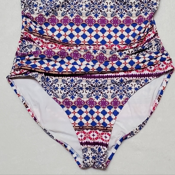 LA Blanca Romance OTS Sweetheart Mio Multi-color Padded One-piece Swimsuit 10 - Picture 6 of 14